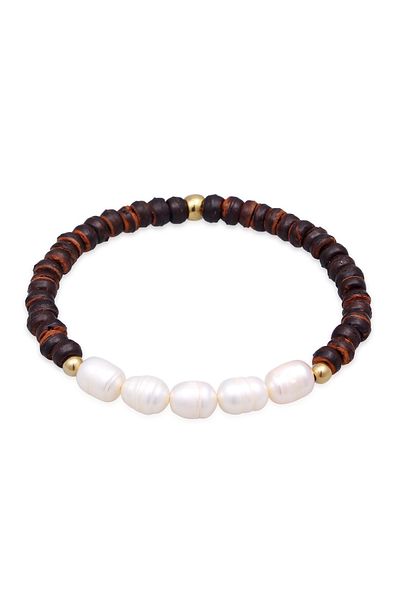ELLI Armband Kokosnuss Perlen Süßwasserperlen 925 Silber