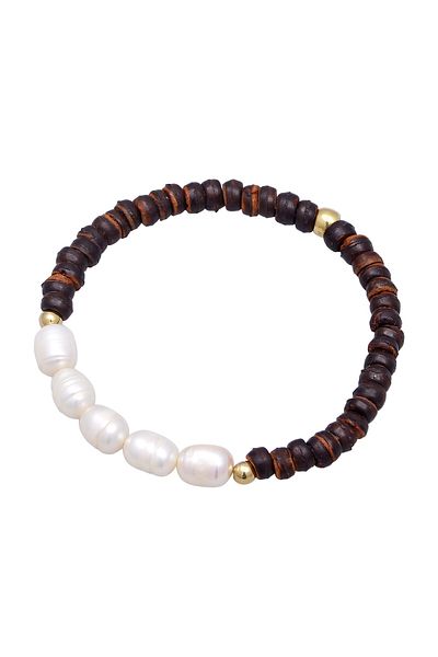 ELLI Armband Kokosnuss Perlen Süßwasserperlen 925 Silber