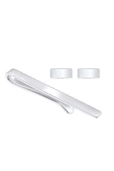 KUZZOI Schmuckset Krawattennadel Manschettenknöpfe Basic 925 Silber