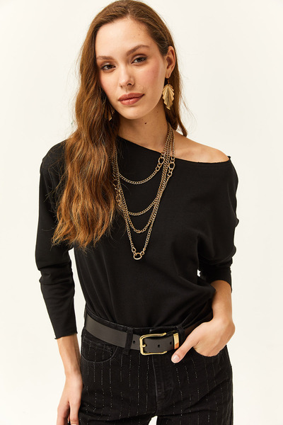 Olalook Dámská tenká mikina s černým špinavým límcem s potiskem s měkkou texturou