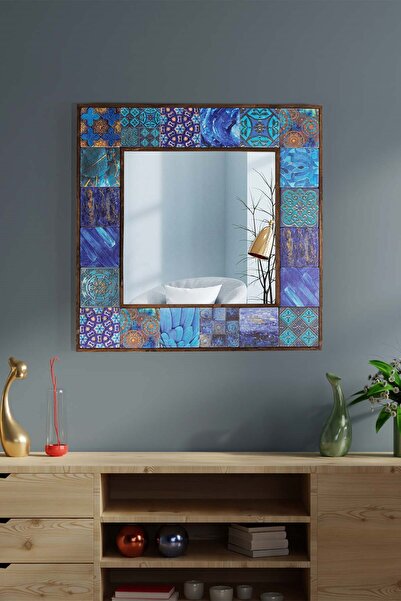 Resmo Amalfi Doğal Ağaç 62x62 CM Çerçeveli Antik Limra Taş Kaplı Salon Duvar ...