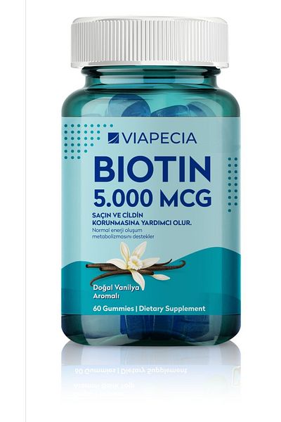 Viapecia Biotin in Gelibon Form 5000 MG 60 Pieces Protects Hair and Skin