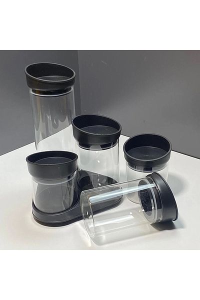 AROW Black 6 Piece Glass Spice Set