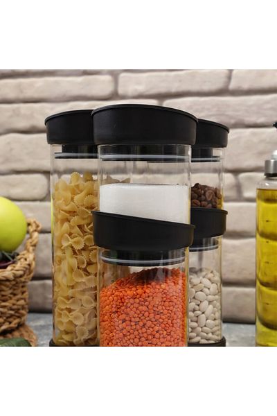 AROW Black 6 Piece Glass Spice Set