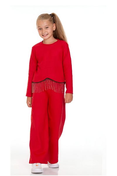 UMKEM Flared Leg Chained Girl's Top and Bottom Set Model 5-12 Years Old Sizes are Narrow, Buy 1 Year Bigger!!