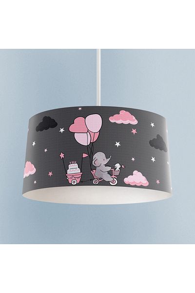 MASAL ODAM BABY AND KIDS ROOM Pink Bicycle Balloon and Elephant Patterned Chandelier