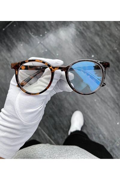 STAOOM Unisex Leopard Pattern Round Frame Glasses