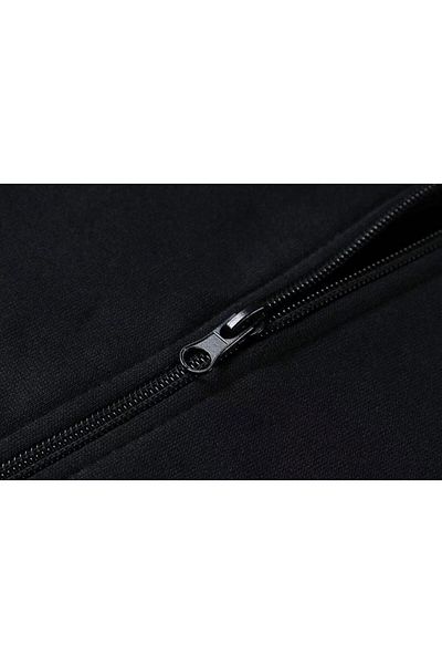 Touz Τυπωμένο λογότυπο Oversize Μαύρη ζακέτα με κουκούλα Unisex με φερμουάρ