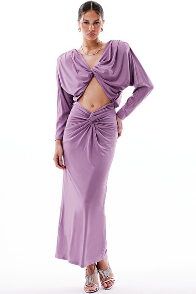 Love On Friday RITA Dekolteli Uzun Abiye Elbise (Ametist)