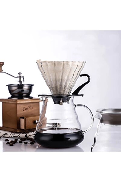 İly مجموعة تخمير القهوة الزجاجية بالياسمين الأسود