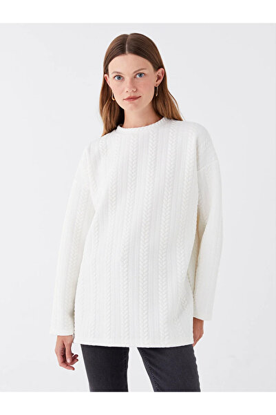 LC Waikiki LCW Modest طاقم الرقبة نمط الذاتي سترة طويلة الأكمام المرأة