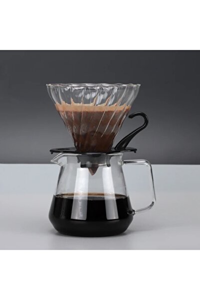 İly Black New Line Glass Coffee Brewing Set