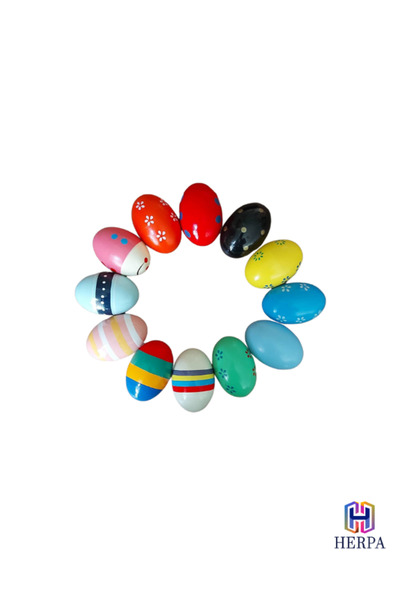 HerpaToys Ahşap Yumurta Marakas- Egg Shaker (6 Adet)