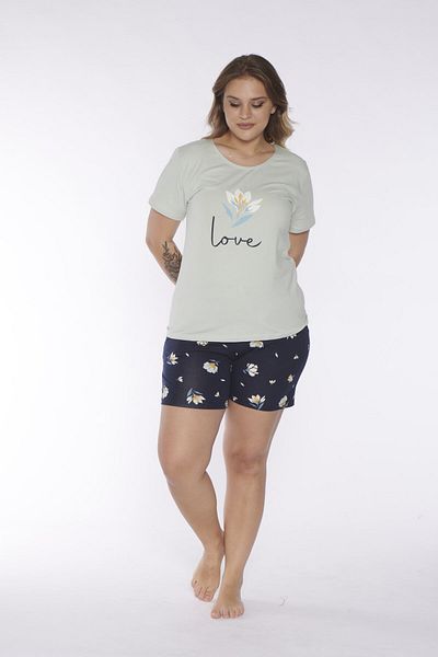 Rubina Secret (LARGE SIZE) Women's Pajama Set with Short Sleeve Shorts - cotton| Cotton Homewear Plus Size