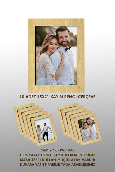 yhfoto 10 Pieces Beech 15X21 MDF Frame - Wooden Frame - 15x21 A5 Frame