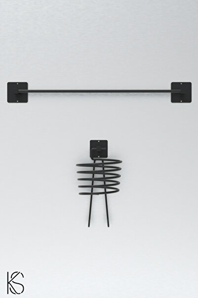 KILINÇ STORE Yapışkanlı Siyah Fön Makinesi Askısı Uzun Havluluk Uzun Havlu Ak...