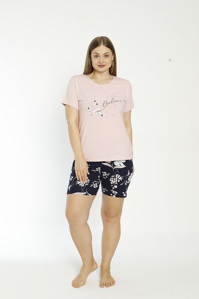 Rubina Secret (LARGE SIZE) Women's Pajama Set with Short Sleeve Shorts - cotton| Cotton Homewear Plus Size