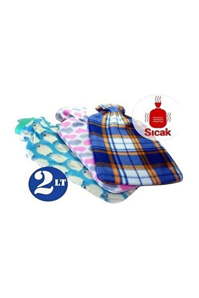 mrtbilisim Fleece Covered Warm Hand Foot Water Bag Warmer Compress 2 Liter Warm Water Bag Fabric Covered Bag
