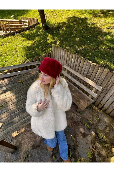 Eke Tekstil Women's Short Kalpak Artificial Winter Hat Beret