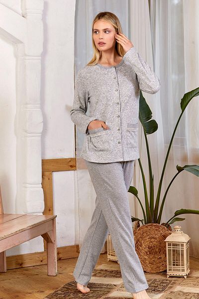 Cossy By Aqua Front Buttoned Patterned Pajama Set (Large Size Range) Cossy by Aqua 24191