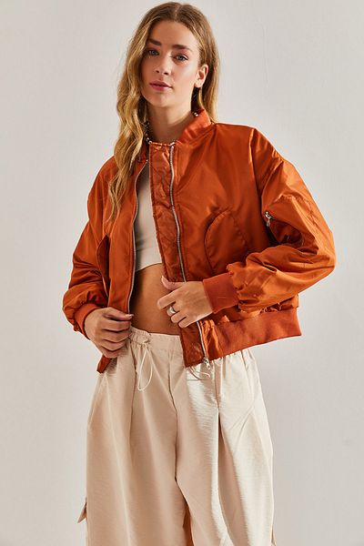 Bianco Lucci Women's Sleeve Zippered Bomber Coat