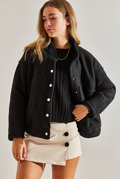 Bianco Lucci Dámská ležérní kapesní bunda se štětcem na vlnu