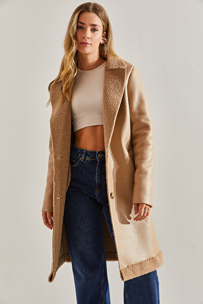 Bianco Lucci Women's Buttoned Leather Coat