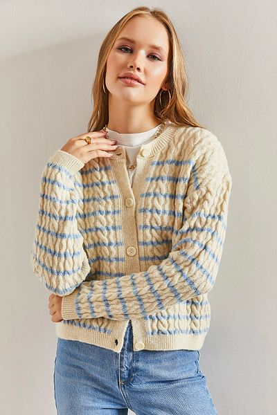 Bianco Lucci Cardigan tricot cu dungi împletite pentru damă