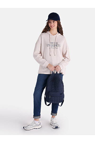 Colin's Ecru Women's Long Sleeve T-Shirt - Regular Fit, Printed and Hooded