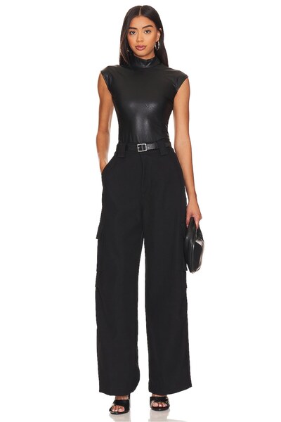 By Kul Design Жіночий чорний боді з штучної шкіри