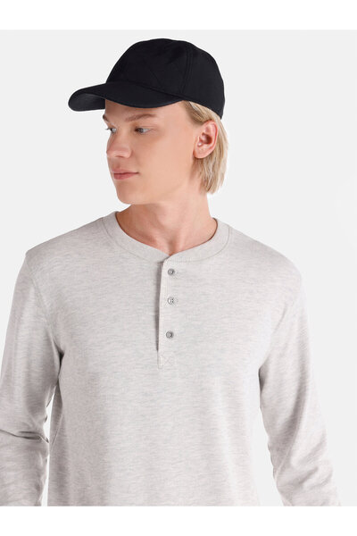 Colin's Бяла мъжка тениска с дълъг ръкав и редовна кройка - яка с копчета