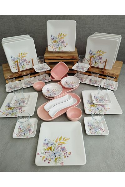 Keramika Set Breakfast Mat Butterfly 46 Pieces for 12 Persons