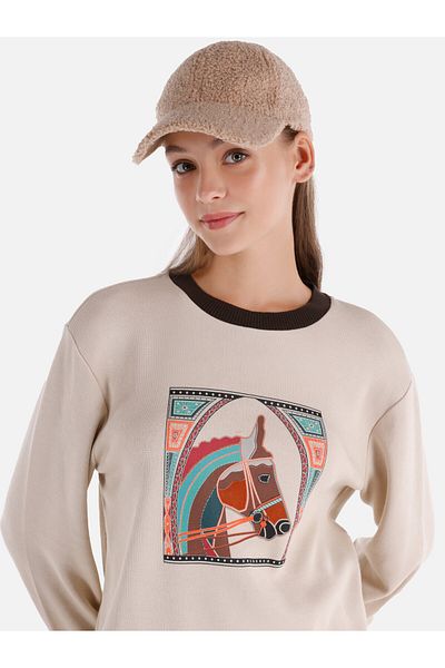 Colin's Hanorac de damă bej Regular Fit - imprimat