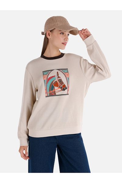 Colin's Hanorac de damă bej Regular Fit - imprimat