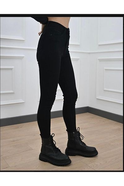 ButikDina Lakona Women's Black Skinny Leg Jeans Denim Colorfast Fitting Trousers