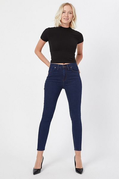 ButikDina Milena Dark Blue High Waist Slim-fit Trousers