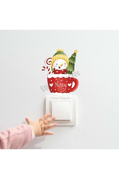 Sticker Ekspres Autocolant pentru priză Om de zăpadă K3 de Anul Nou de Anul Nou în Cupă