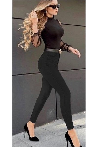 ButikDina Black Extra Skinny Jeans Denim Trousers