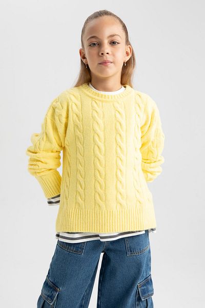 DeFacto Girl's Crew Neck Knitwear Sweater B1556A823Wn