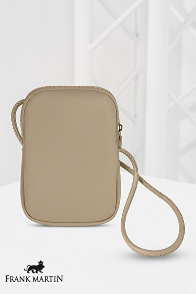 Frank Martin Mink Colored Venetian Shoulder Bag - Cross Adjustable Strap and Zipper