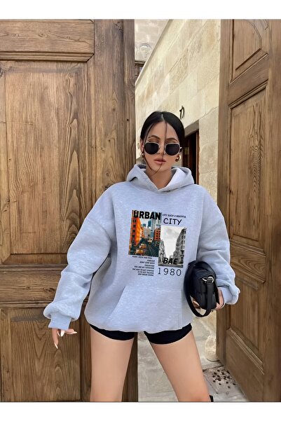 Garalio Hanorac cu glugă cu imprimeu URBAN CITY