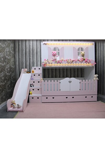 bebetu mobilya Alaçatı Kaydıraklı Yavru Yataklı Ranza