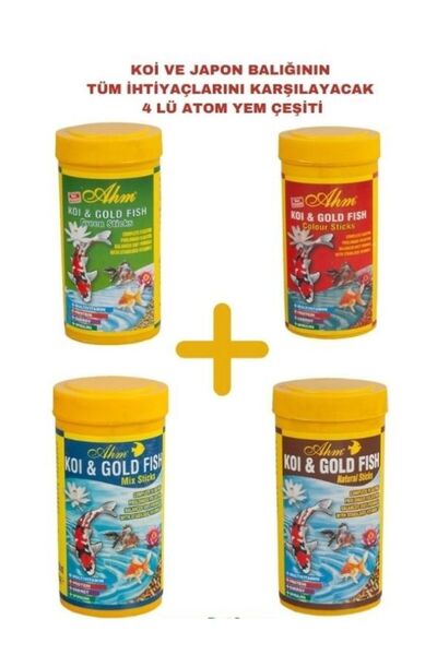 Ahm Koi ve Japon Balığı İçin Özel Yem Seti 4 Kutu (AHM Pond Sticks 250 ml)