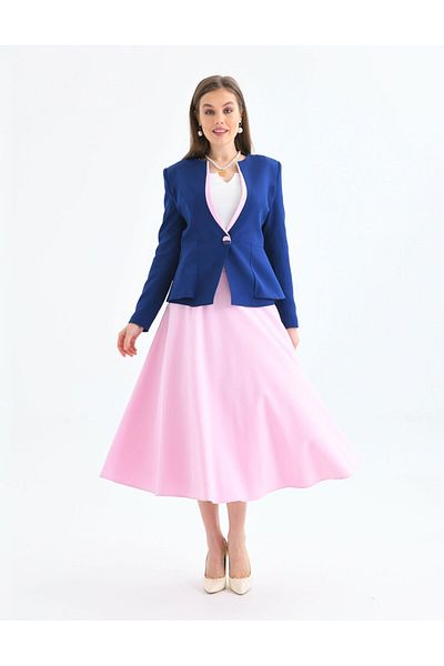 nodilife Flared Skirt Suit Navy Blue