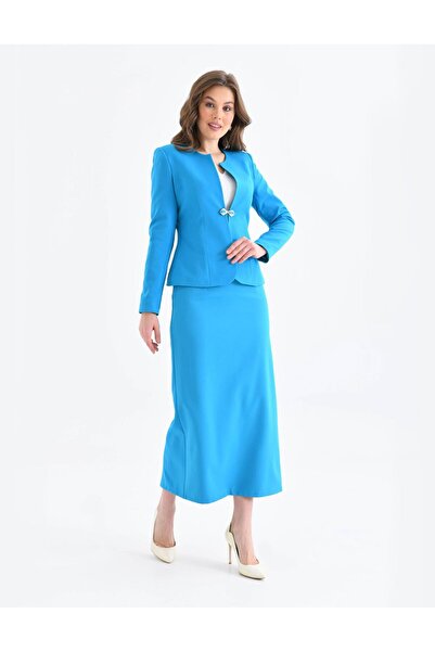 nodilife Kalem Etekli Takım Elbise Gök Mavi