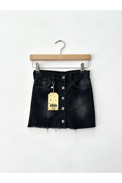 rois kids BLACK DENIM SKIRT WITH BUTTONS FRONT