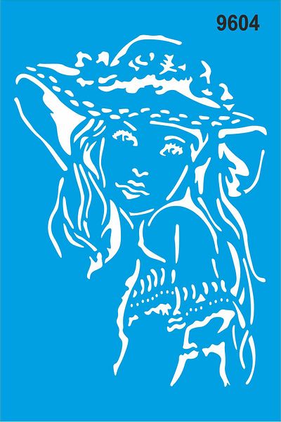 StencilSepeti Woman with Hat Pattern - Stencil Painting Template 60x40