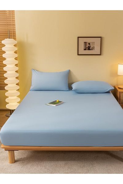 VESSİNOHOME Set cearșafuri din bumbac cu elasticitate unică dublă King Size 57 Dimensiunea țesăturii din sârmă De culoare albă