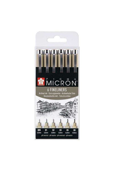 Sakura Pigma Micron Technical Drawing Pen Set 6 Pieces Poxsdk6