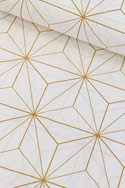 CAMELIA Hardal Geometrik Nevresimlik Poplin Kumaş